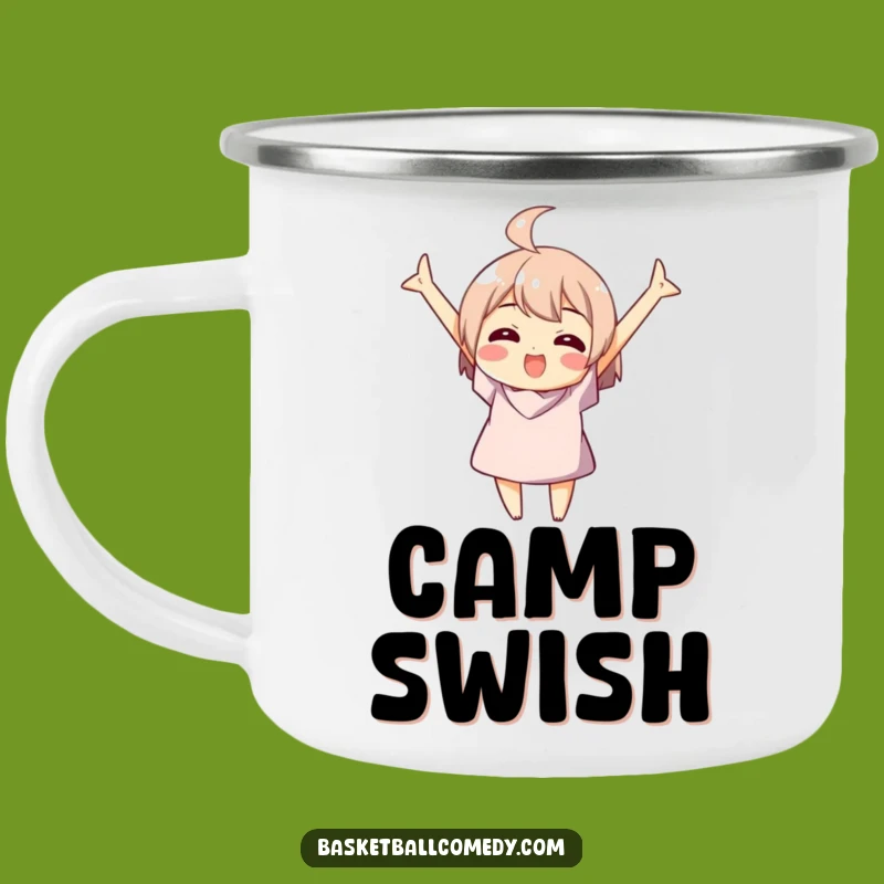 Funny Basketball Swish Camping Mug - Trail Victory for Outdoor Ballers