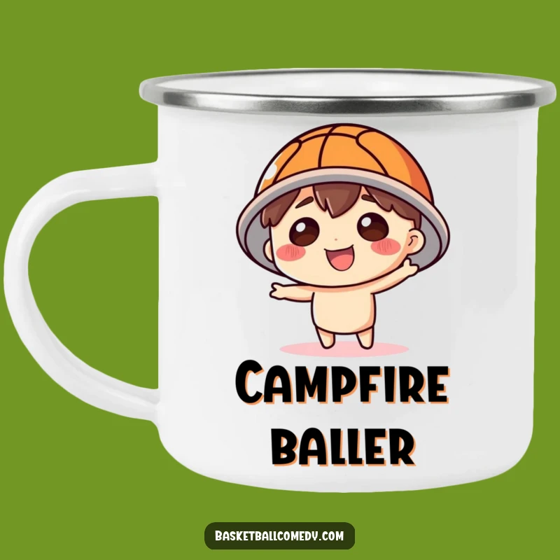 Funny Basketball Hat Character Camping Mug - Durable & Playful Outdoor Cup, Gift