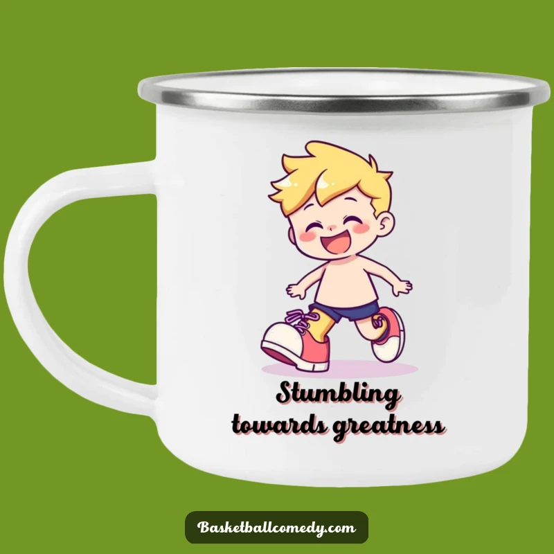 Funny Stumbling Character Camping Mug: Adventure Mishaps, a Rugged Funny Gift