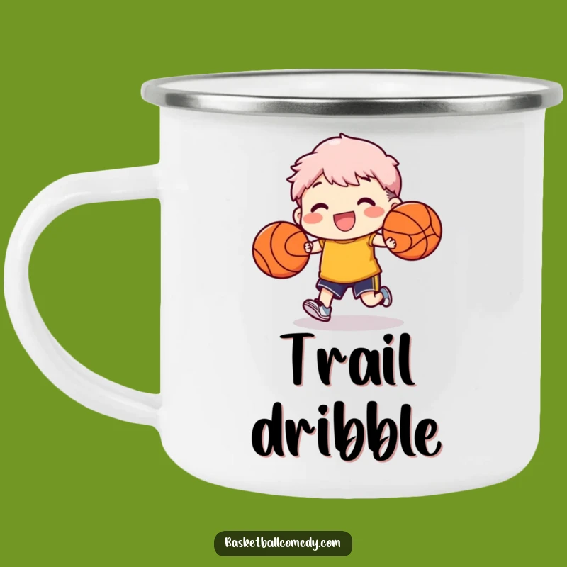 Funny Two-Ball Dribble Camping Mug - Outdoor Fun for Ballers