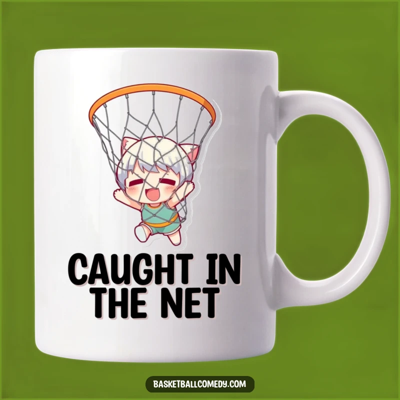 Funny Tangled Basketball Net Mug - Comical Character Gift Idea