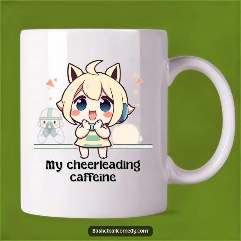 Funny Cheering Character Mug: Excited Game Watcher, Hands Clasped in Joy, Perfect Fan Gift