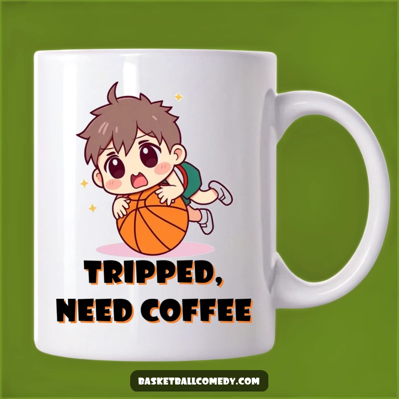 Funny Tripping Basketball Mug: Surprised Player's Kickover Gift