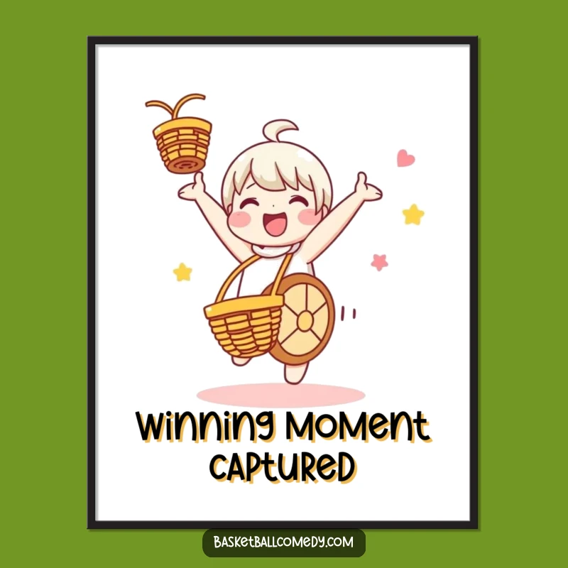 Funny Cartwheeling Basketball Character - Instant Download Art