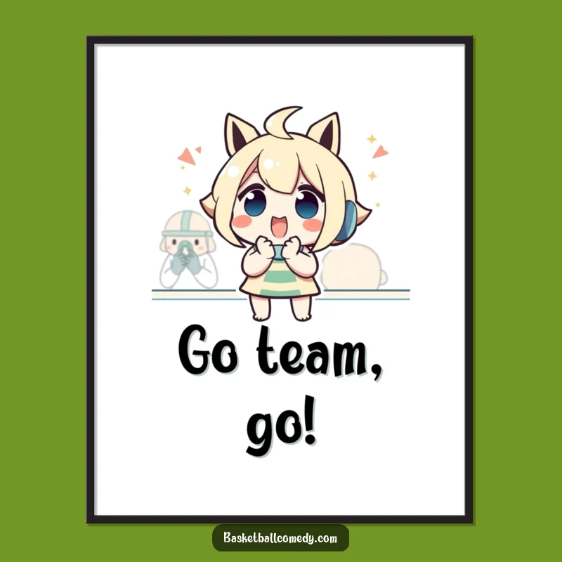 Funny Cheering Character Digital Art Print: Excited Fan Art for Instant Game Day Decor