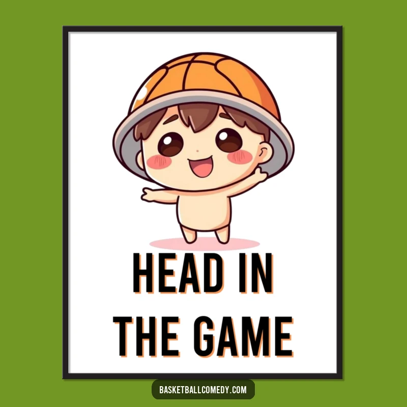 Funny Basketball Hat Character Digital Art - Instant Playful Download, Cute Gift