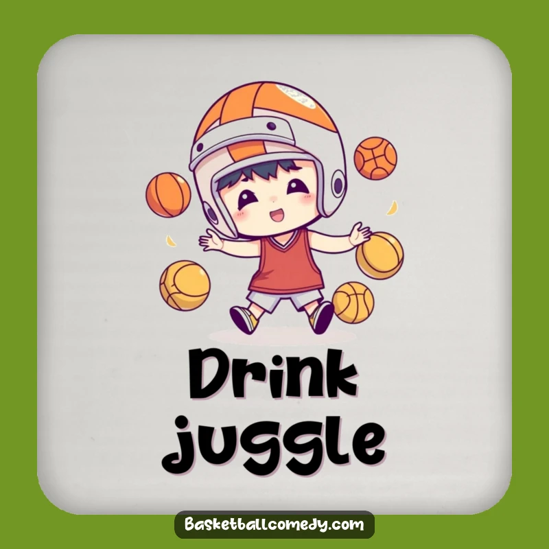 Juggling Basketball Coaster Set: Protect Surfaces with Sporty Humor Gift