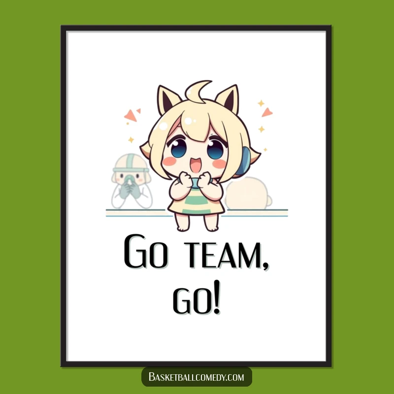 Funny Cheering Character Poster: Excited Fan Art for a Game Day Atmosphere