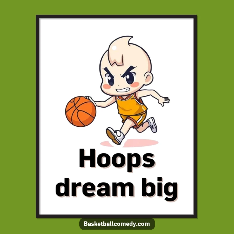 Funny Basketball Character Poster - Vibrant Dribbler Wall Art