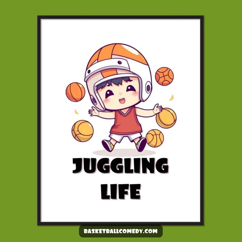 Juggling Basketball Player Poster: Sporty Wall Art for Courtside Gift