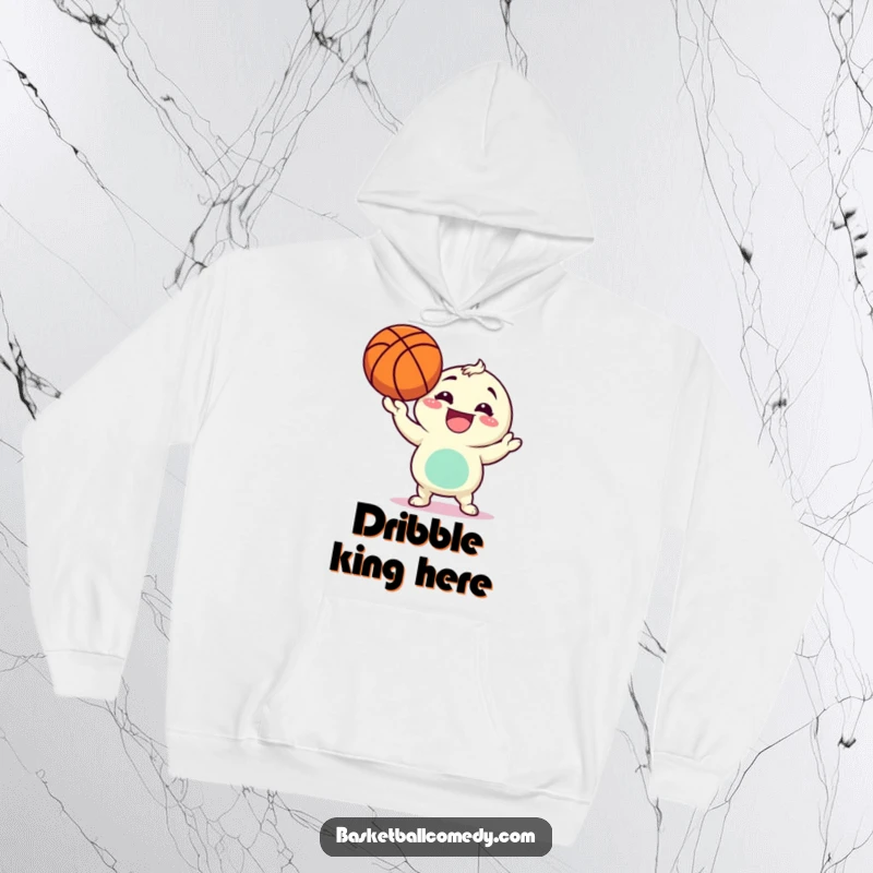 Funny hoodie with a character gleefully spinning a basketball on their finger, radiating pure, unadulterated fun and skill.