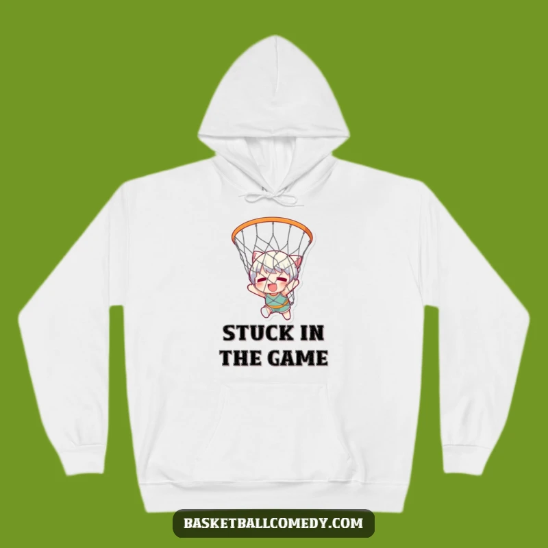 Cozy Funny Basketball Net Hoodie - Warm Character Mishap Wear