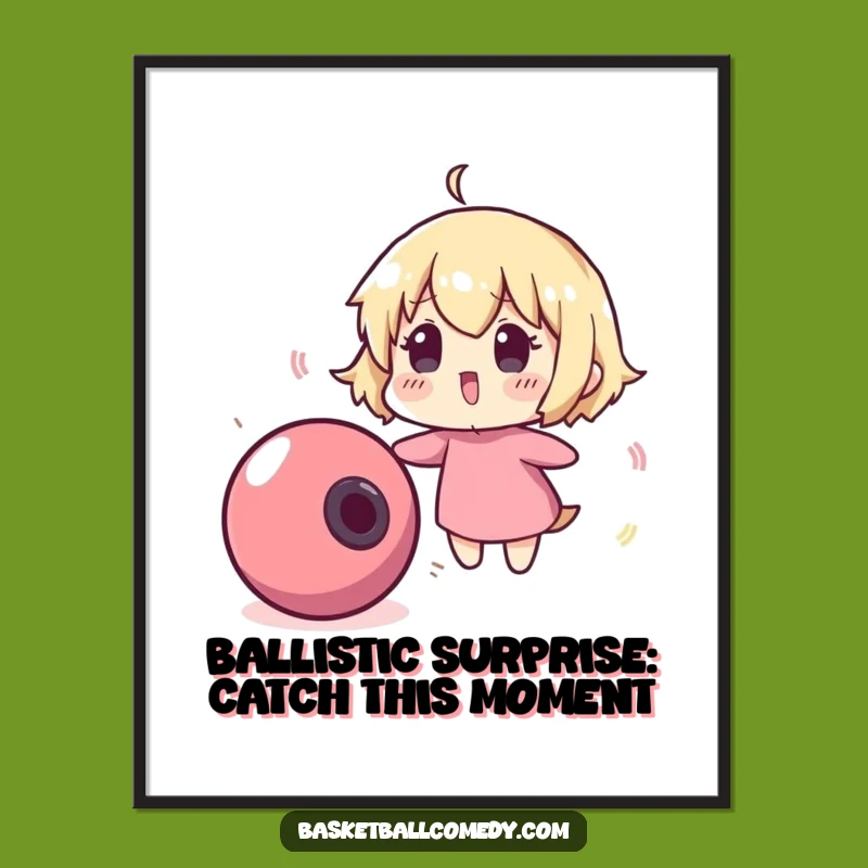 Funny Free Printable Wall Art: Surprised Character & Ball, Humorous Downloadable Decor Gift