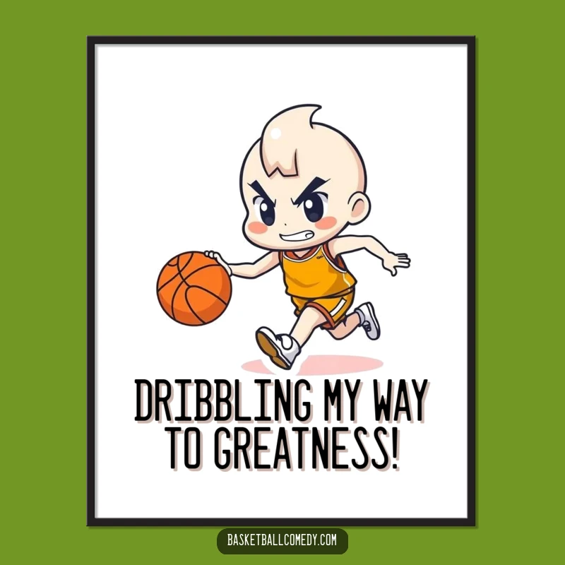 Free Printable Funny Basketball Character Art - Determined Dribbler Downloadable Decor