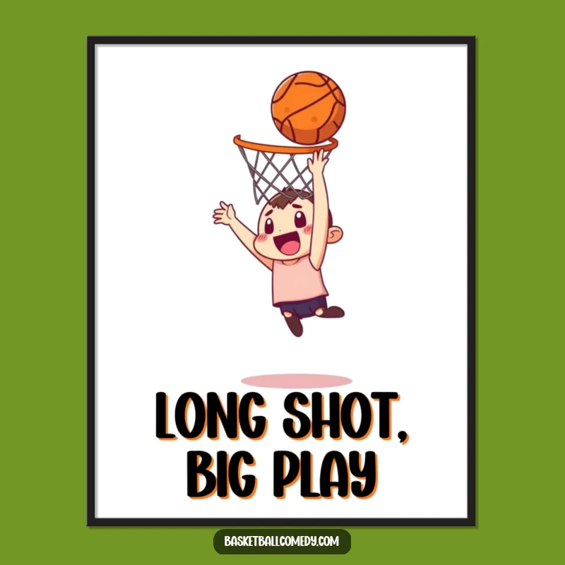 Funny Free Printable Wall Art: Basketball Dunker Character - Hilarious Downloadable Decor