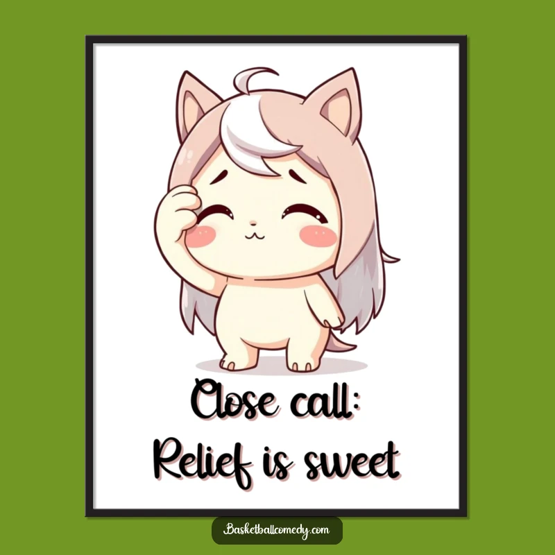 Funny Free Printable Wall Art: Relieved Character's Joy, Humorous Downloadable Decor Gift