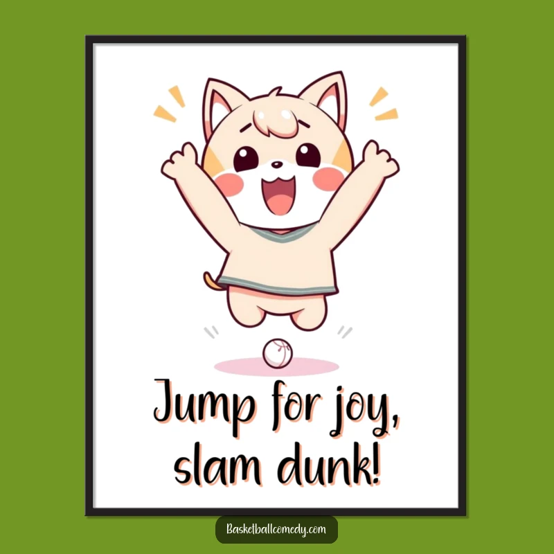 Funny Free Printable Wall Art: Kawaii Dunk Master Celebrating Victory, Downloadable Art!