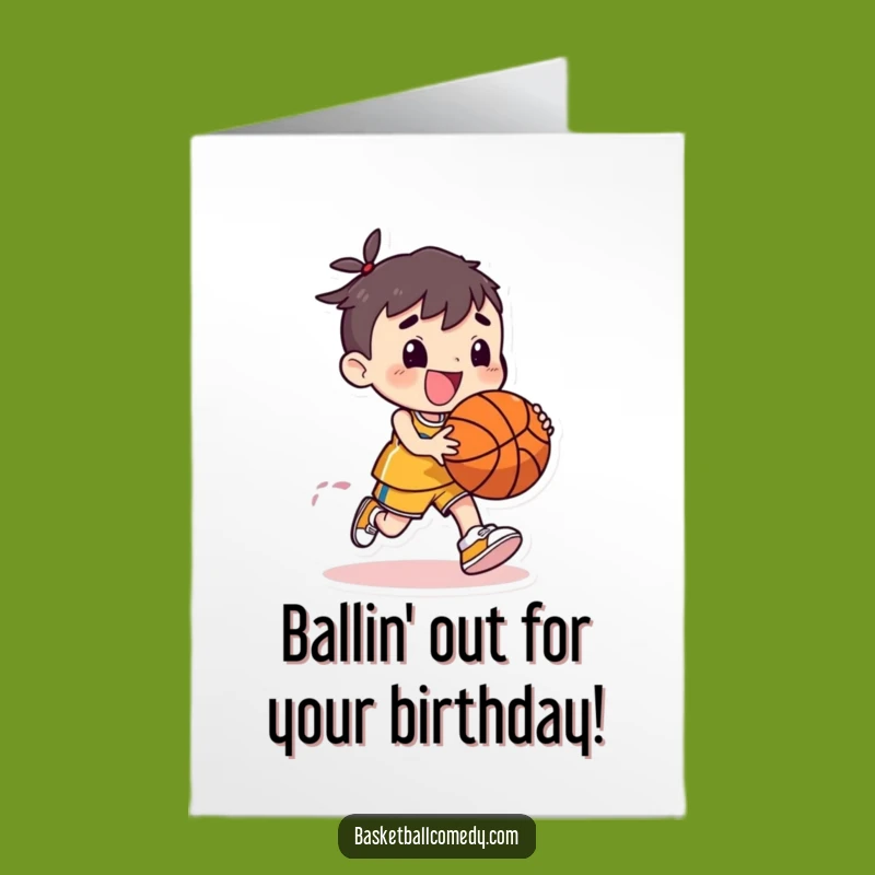 Free Printable Funny Birthday Card: Joyful Basketball Dribbler, Downloadable Card for Him