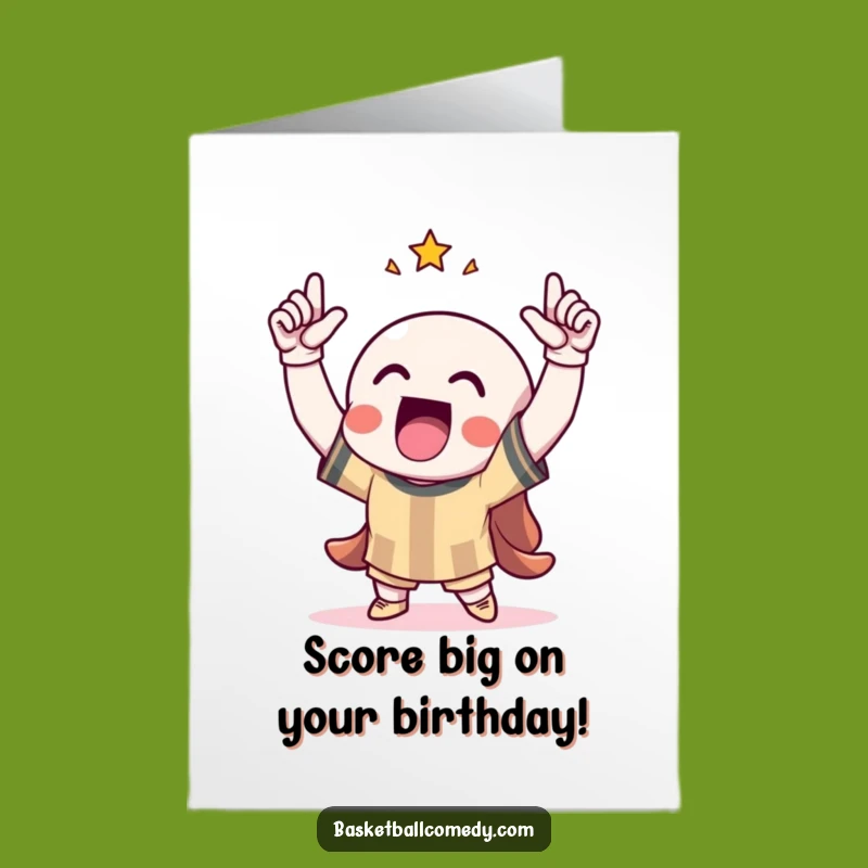 Free Printable Birthday Card: Triumphant Score Celebration Funny Downloadable Gift Greeting Card