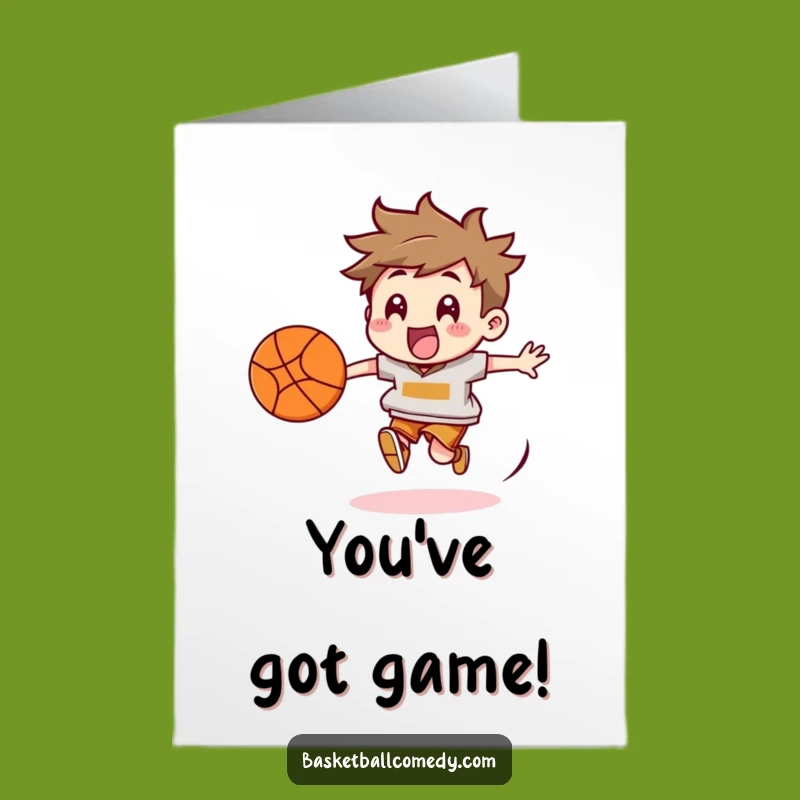 Free Printable Congrats Card: Basketball Chase - Funny Celebration!