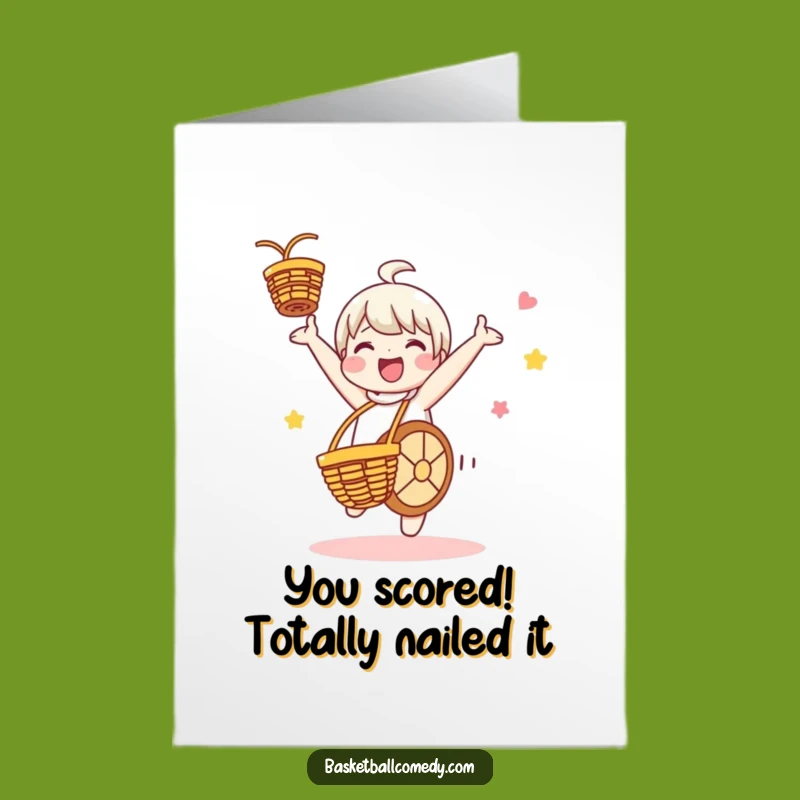 Free Printable Congrats Card: Cartwheeling Character Victory, Funny Downloadable Achievement Gift