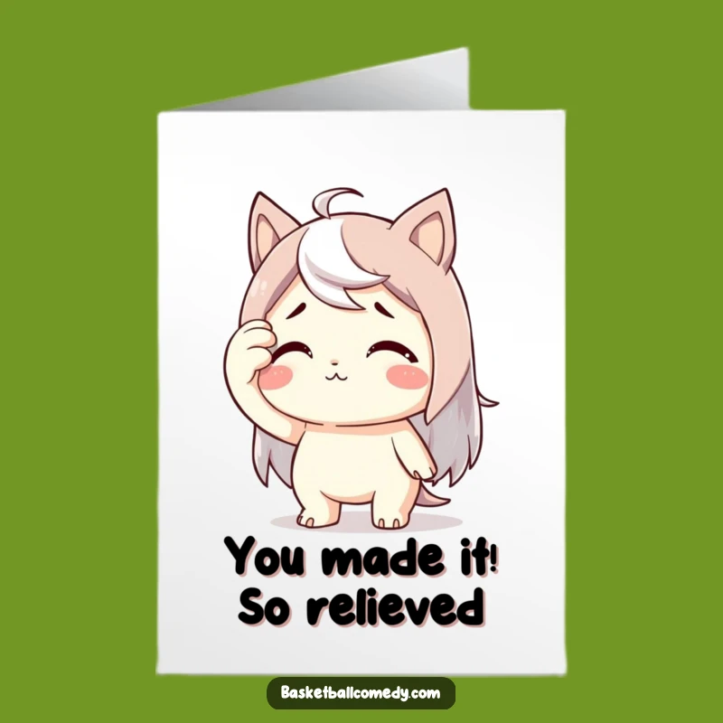 Free Printable Congrats Card: Relieved Character Achievement, Funny Downloadable Stress Relief Gift