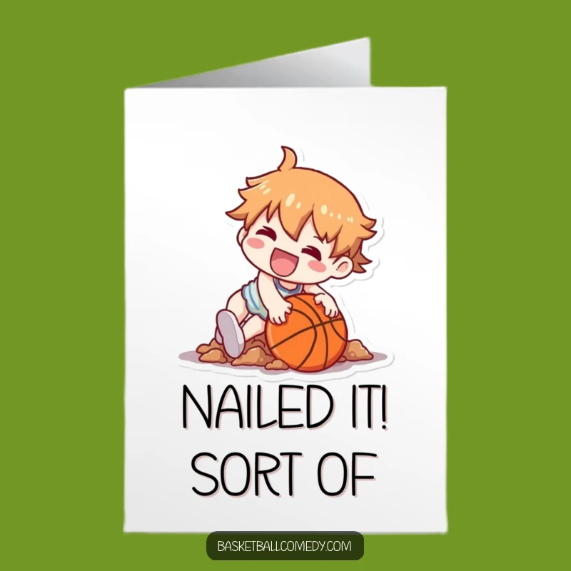 Free Printable Congratulations Card: Kawaii Character's Funny Tumble for Your Big Win! Downloadable DIY Gift.