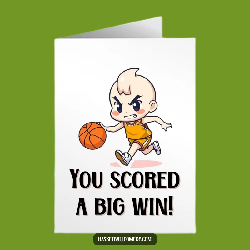 Free Printable Funny Basketball Congrats Card - Champion Character Downloadable