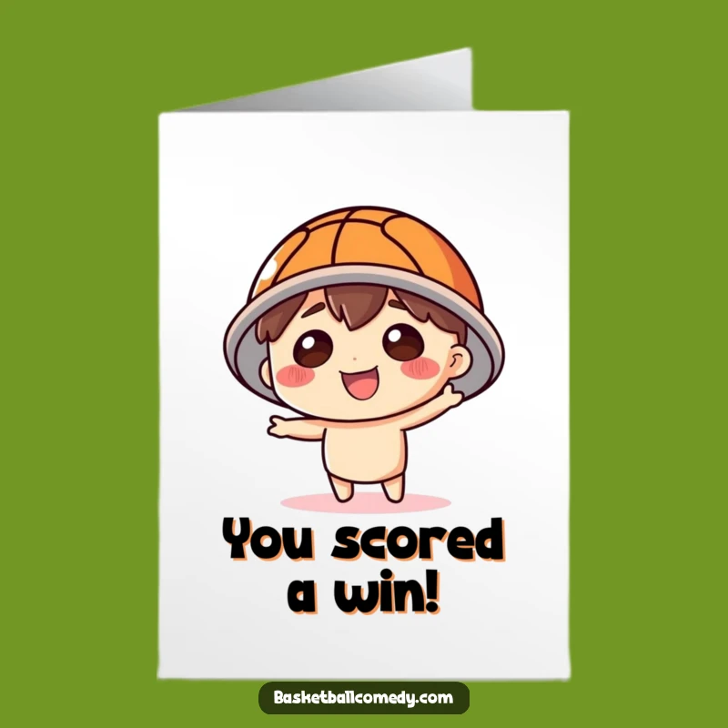 Free Printable Congrats Card: Basketball Hat Character - Funny Celebration!
