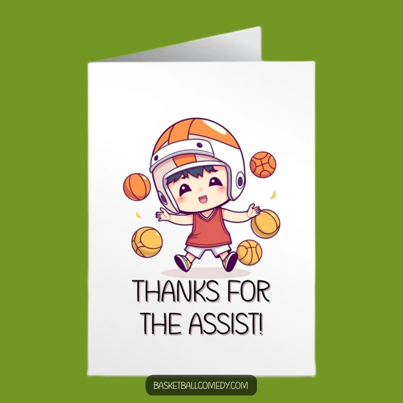 Hilarious Juggling Basketball Thank You Card: Free Printable, Action DIY Downloadable Thanks