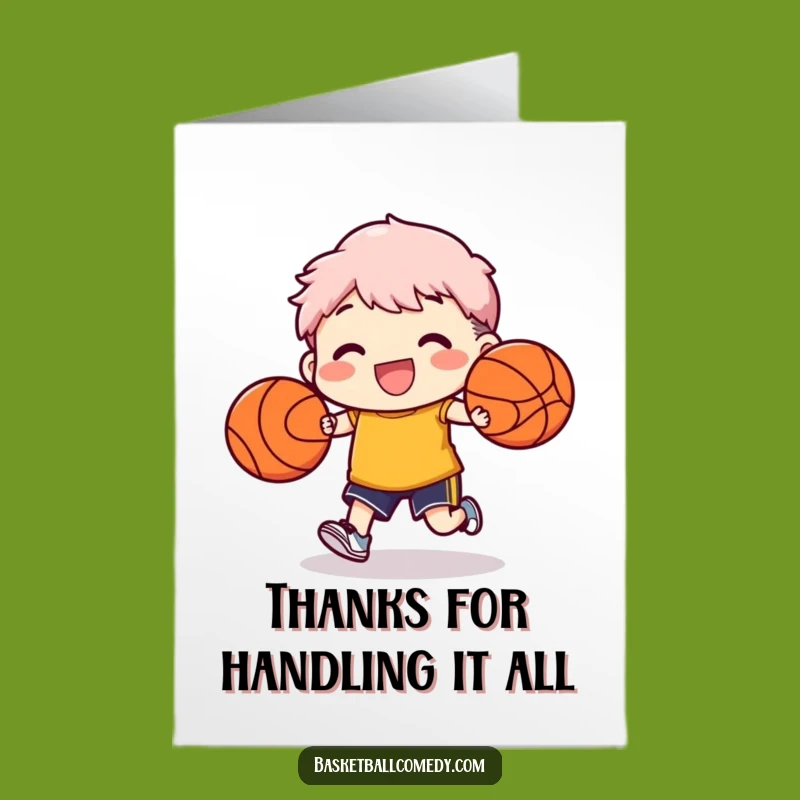 Free Printable Thank You Card: Humorous Two-Ball Dribble, Funny Downloadable Appreciation Gift