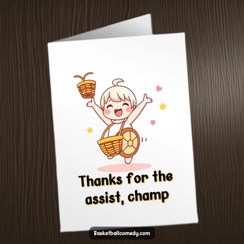 Funny Free Printable Thank You Card: Cute character cartwheeling with excitement, a humorous and appreciative downloadable design.