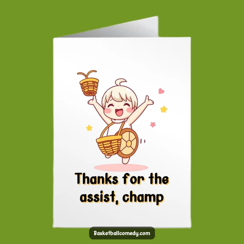 Free Printable Thank You Card: Cartwheel Character Gratitude, Funny Downloadable Appreciation Gift