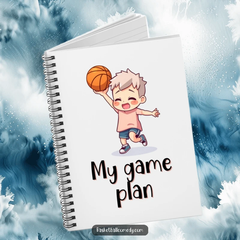 Funny basketball dancer notebook featuring a character dancing with a basketball, perfect for game notes and creative ideas.