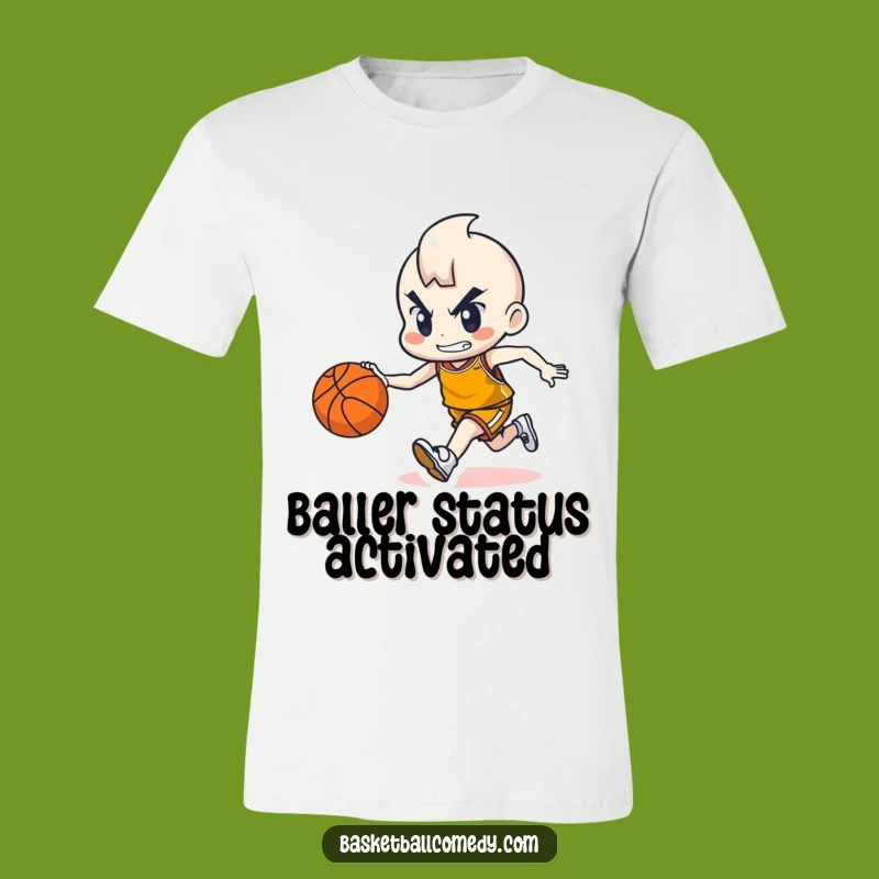 Funny Basketball Character T-Shirt - Determined Dribbler Tee