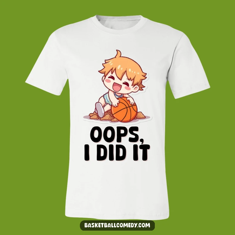 Funny Kawaii Tripping Basketball T-Shirt: Hilarious Cartoon Character Tee